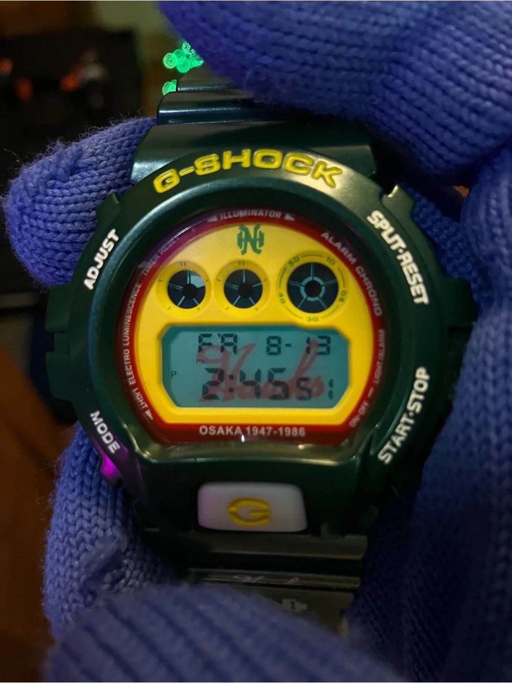 Custom G Shock Hawks Collab Green style colorway